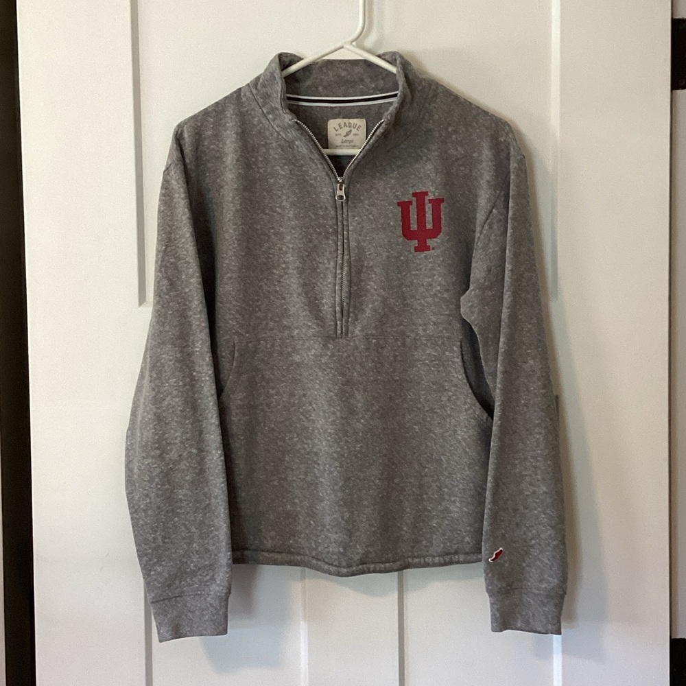 League Heather Gray Women's Zip-Up Sweater with Red Emblem